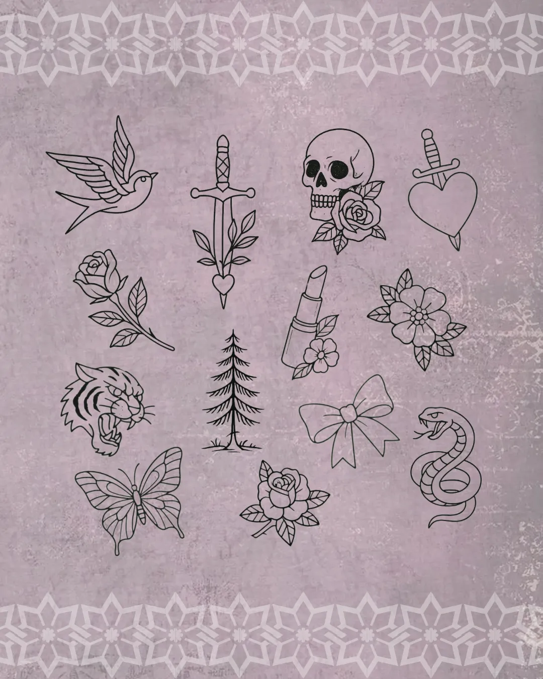 Flash sheet: Old school, on lilac