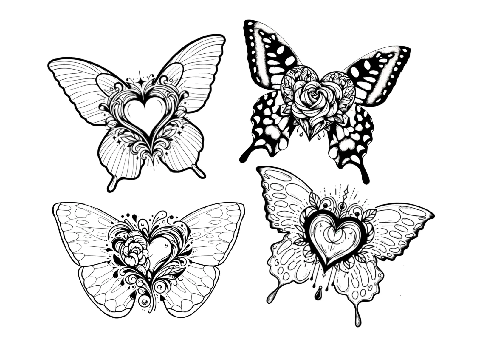 Flash sheet: Heart-wing butterflies