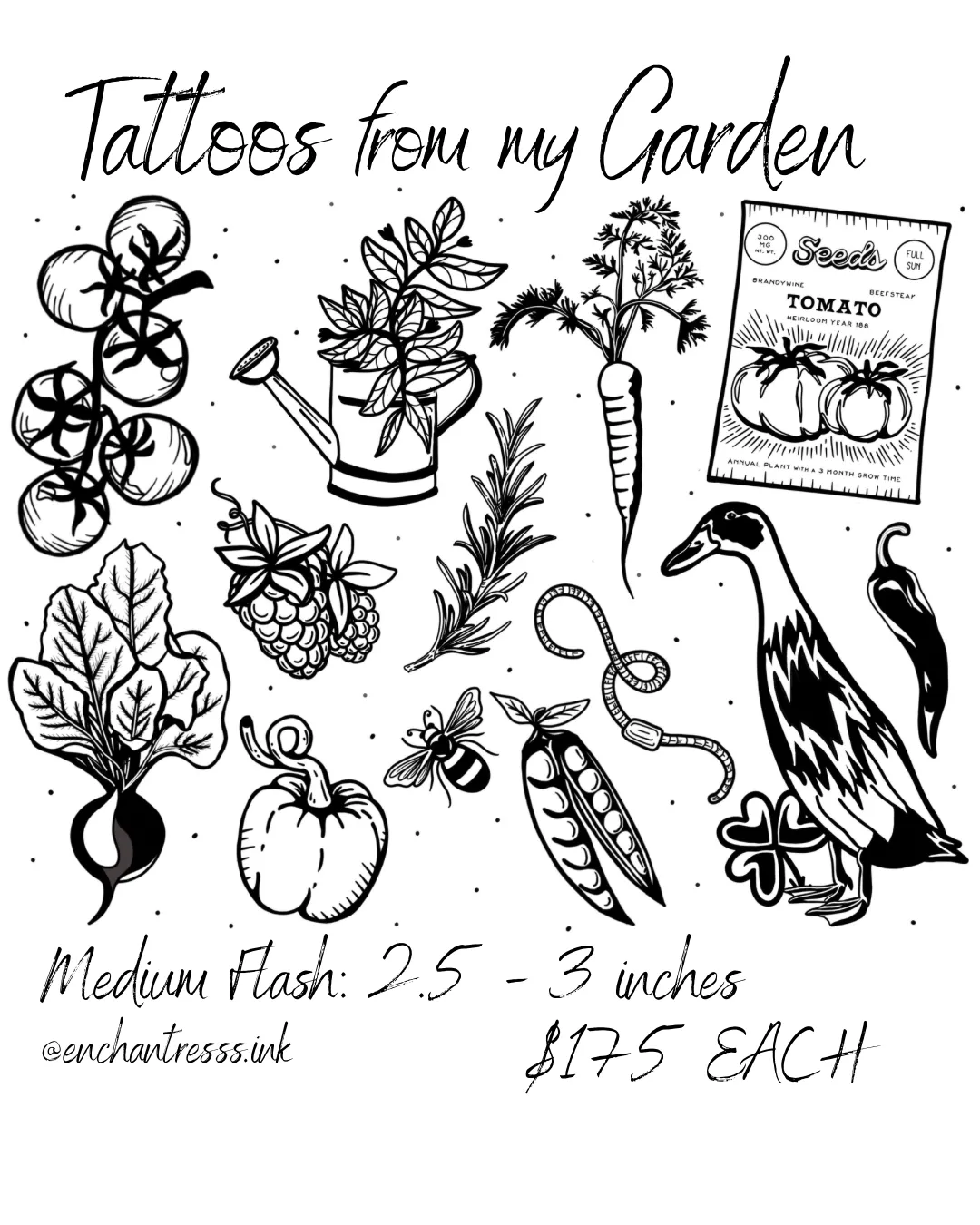 Flash sheet: Tattoos from my garden